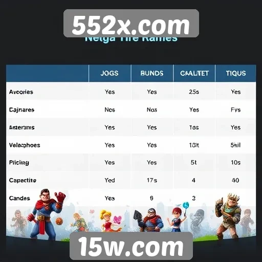 Comparativo entre jogos populares no 552x.com